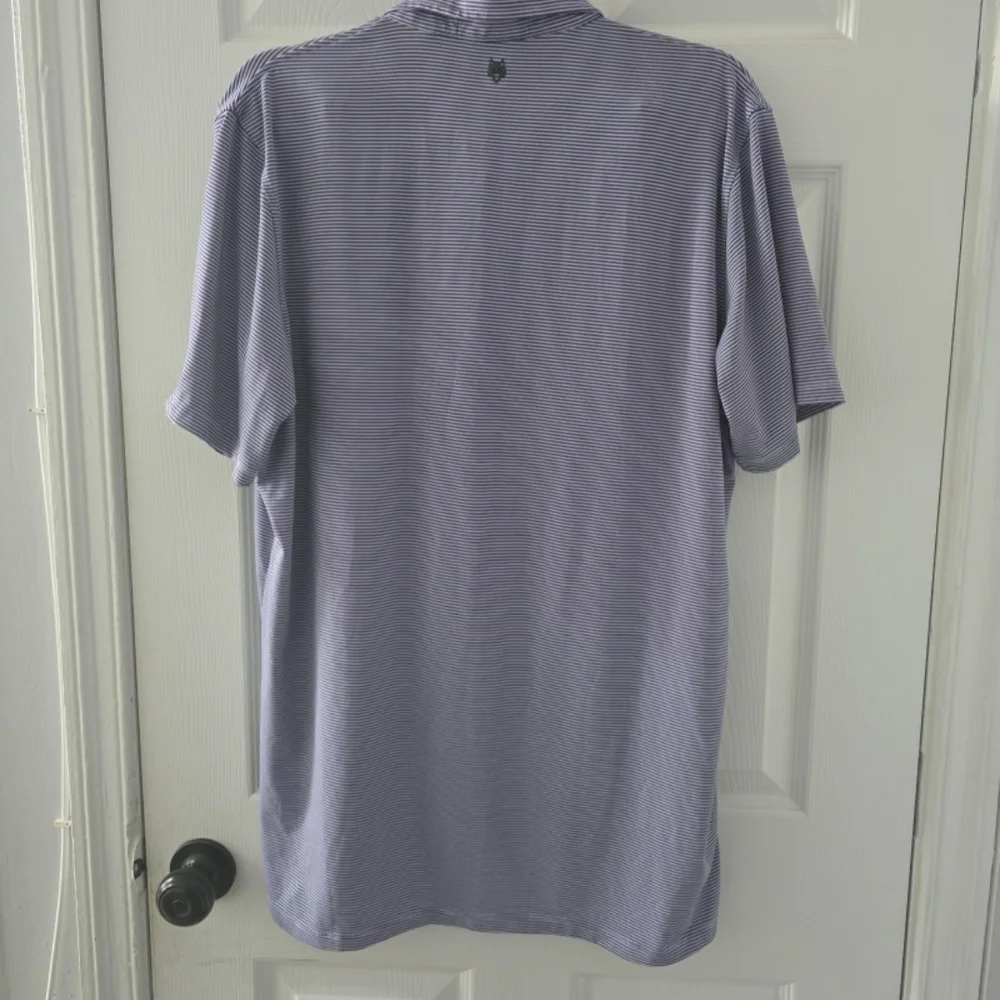Greyson Mens Golf Short Sleeve Stretch Button Polo Shirt Purple White Size Large